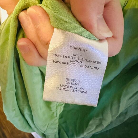 TIBI Eco Cape Green Silk Sleeveless Crew Neckline Zippers Shift Dress Size 6 - Picture 14 of 16